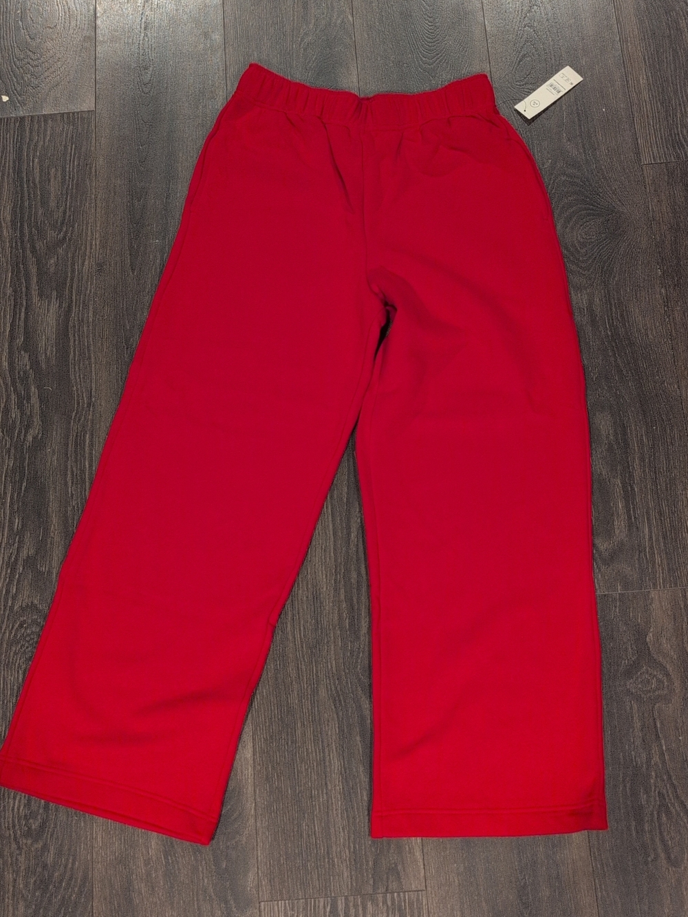 No Boundaries Women's Wide Leg Fleece Pants Pockets Drawstring Classic Red M NWT